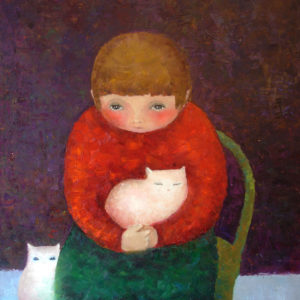 Nicu and cats - 100x100 cm - 2009