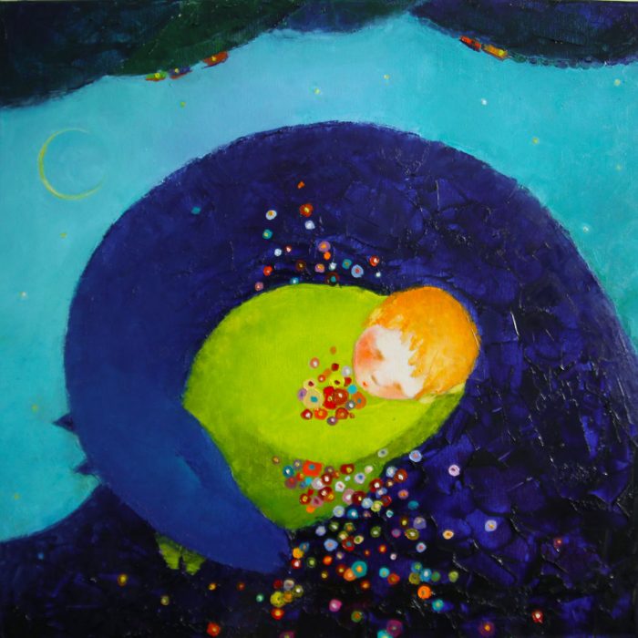 Dream with the blue dragon - 50x50 cm